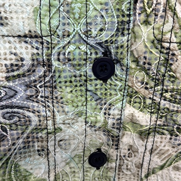 KEREN hart Green Jean Jacket with Artistic Botanical Print - Picture 3 of 13